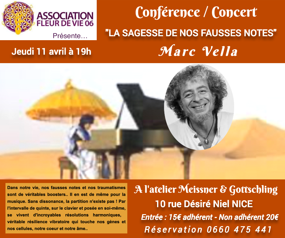 Marc Vella , concert conférence, stage, à Nice avril 2024